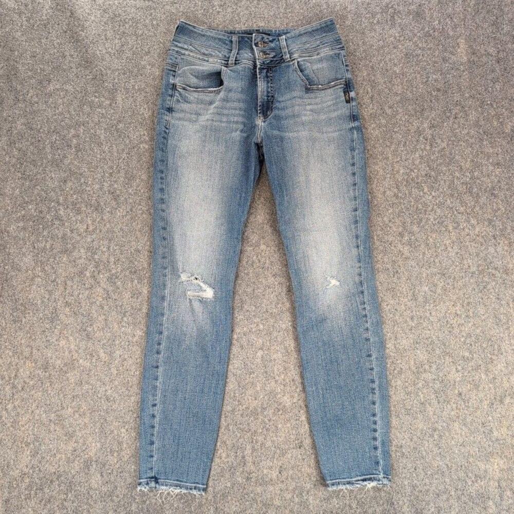 Silver Jeans Co Jeans Womens 29x29 Blue Avery Skinny Distressed Stretch Cotton